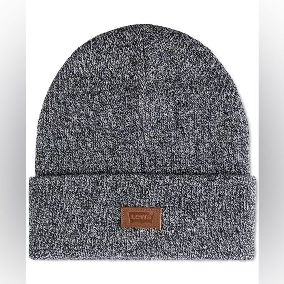 Levi’s All Season Comfy Leather Logo Patch Hero Beanie - Picture 1 of 9